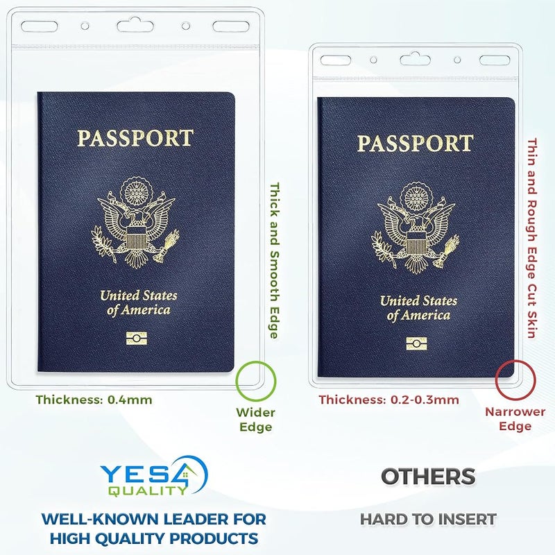Yes4Quality - Vertical Passport & ID Badge Holder - 4x6 Inch, 100 Pack - Clear Name Badge Holders for Travel, Work & Events - Zipperless Card Protector for Vaccination Cards, Tickets & Credentials - Image 5