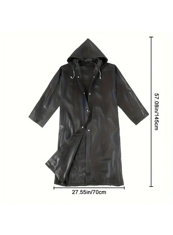 معطف واق من المطر الأسود Unisex المصنوع من EVA المقاوم للماء، مع قلنسوة طويلة، معدات خارجية لركوب الدراجات النارية - Image 5