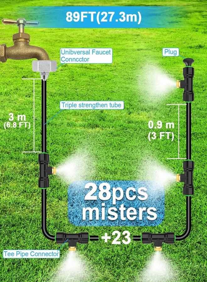 Lekit Misters for Outside Patio 89FT(27.3M)+30 Brass Mist Nozzles+a Brass Adapter(3/4") Detachable outdoor misting cooling system for Garden, waterpark, Greenhouse, Backyard, Fan, Umbrella, Deck, Canopy - Image 4