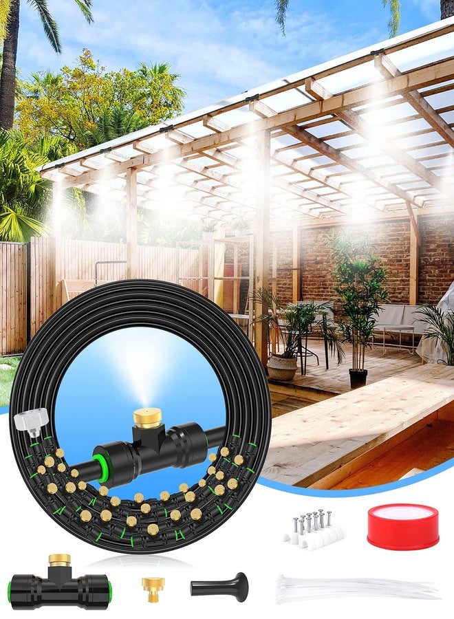 Lekit Misters for Outside Patio 89FT(27.3M)+30 Brass Mist Nozzles+a Brass Adapter(3/4") Detachable outdoor misting cooling system for Garden, waterpark, Greenhouse, Backyard, Fan, Umbrella, Deck, Canopy - Image 1