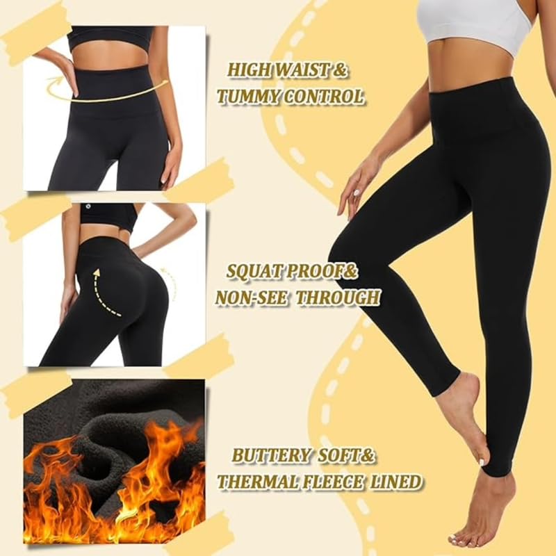 Wetex Premium Women's Fleece Leggings | Winter Warm Thermal Lined Women Leggings Pants(Black,XL) - Image 4