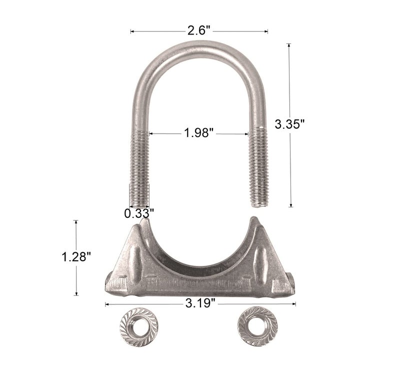 eLifecenter 1.75" Universal Heavy Duty Exhaust U Clamp 1 3/4 Inch Stainless Steel Muffer U-Bolt Clamps - Image 2