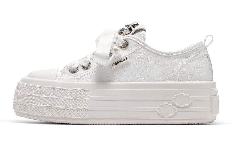 C.BANNER C°BANNER Skateboard Shoes Women's Low Top White - Image 1