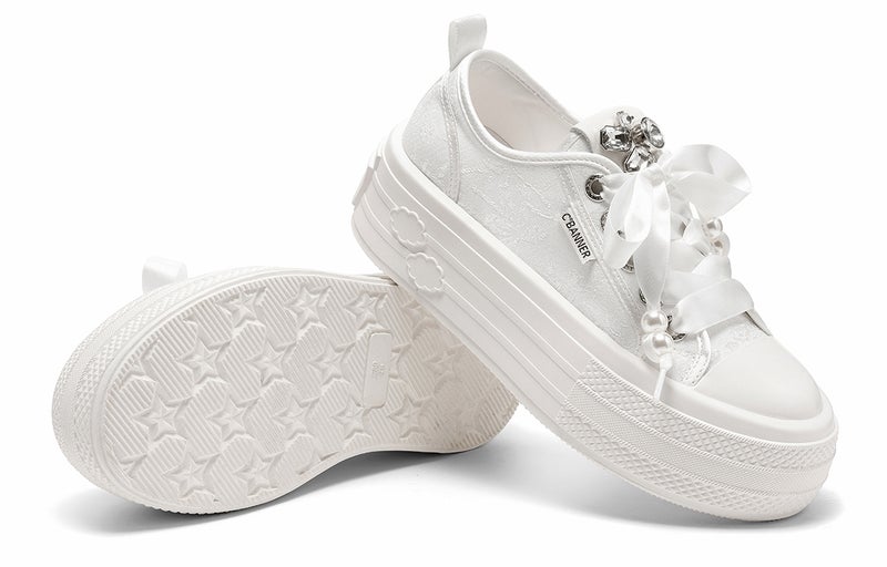 C.BANNER C°BANNER Skateboard Shoes Women's Low Top White - Image 3
