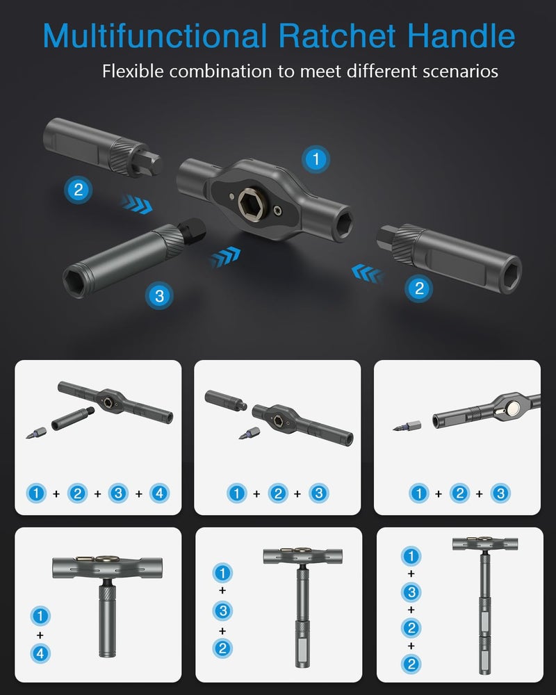 AMIR 42 in 1 Magnetic Screwdriver Set, DIY Ratchet Screwdriver Set Magnetic with Multi Bit, Precision Repair Tool Kit for Tools Home Improvement Computer Bicycle - Image 5