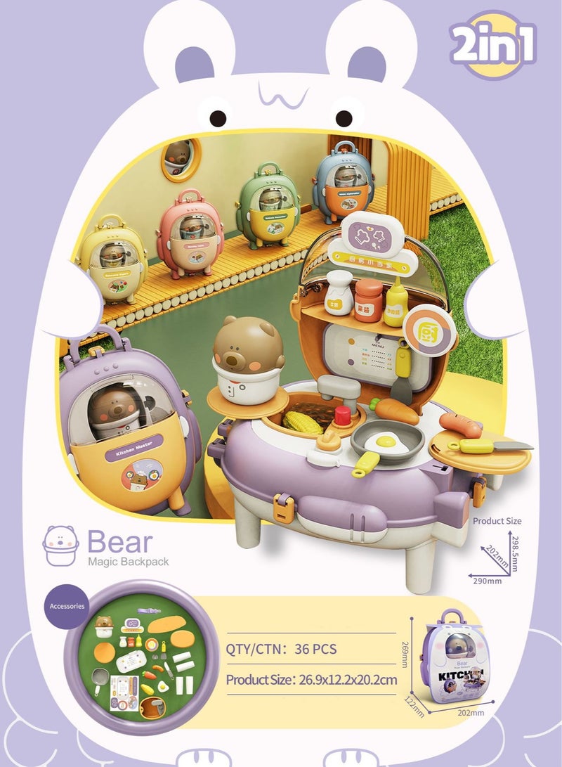 general Toy Kitchen, Play Kitchen Cooking Toys Kids Ages 3-5, Portable Picnic Basket Toys Play House Pretend Role Play Toys for Boys Girls - Image 1