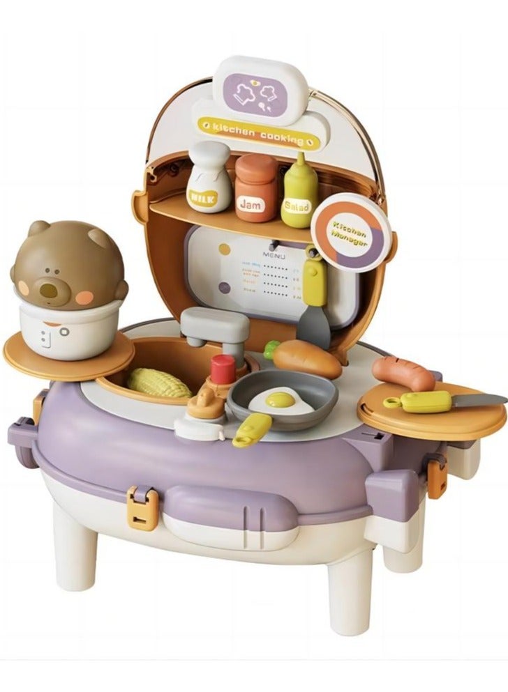 general Toy Kitchen, Play Kitchen Cooking Toys Kids Ages 3-5, Portable Picnic Basket Toys Play House Pretend Role Play Toys for Boys Girls - Image 3