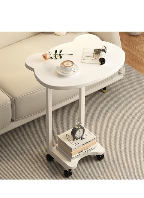 End Table Side Tables End Tables Bedroom Small Table Stand Double-Layer Storage Removable On Rollers Sofa Side Cabinet Bed Side Tables Color  White
