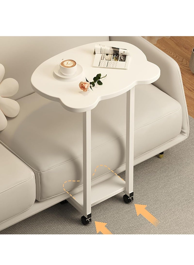 End Table Side Tables End Tables Bedroom Small Table Stand Double-Layer Storage Removable On Rollers Sofa Side Cabinet Bed Side Tables Color  White