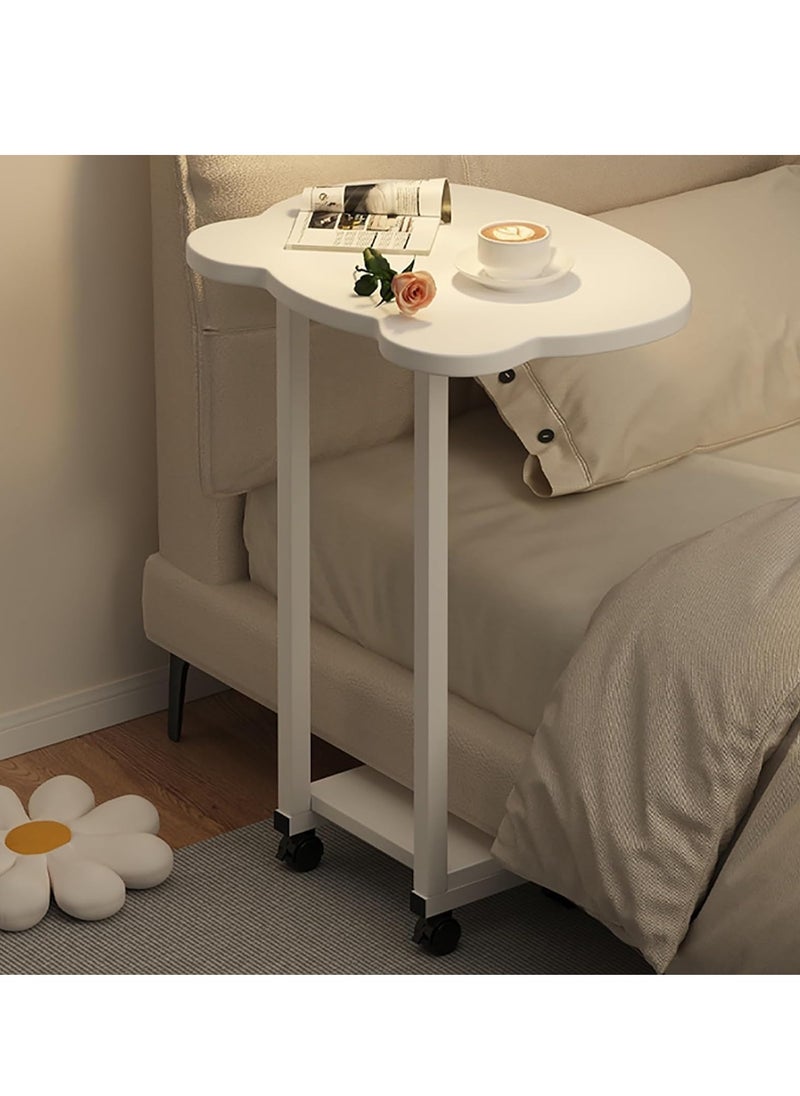 End Table Side Tables End Tables Bedroom Small Table Stand Double-Layer Storage Removable On Rollers Sofa Side Cabinet Bed Side Tables Color  White