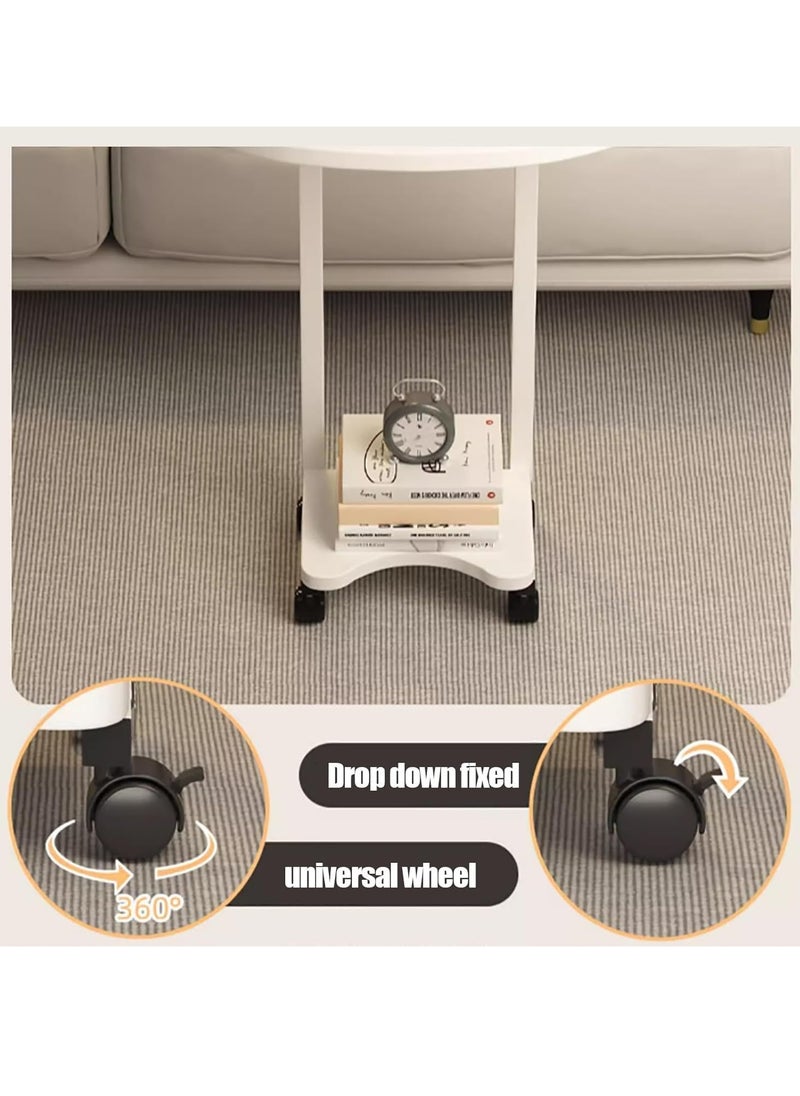 End Table Side Tables End Tables Bedroom Small Table Stand Double-Layer Storage Removable On Rollers Sofa Side Cabinet Bed Side Tables Color  White