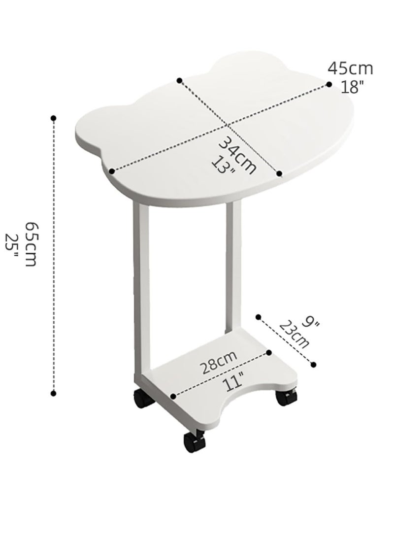 End Table Side Tables End Tables Bedroom Small Table Stand Double-Layer Storage Removable On Rollers Sofa Side Cabinet Bed Side Tables Color  White