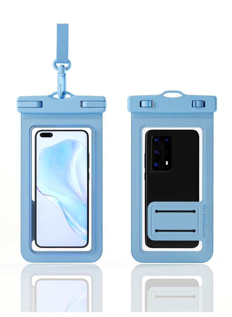 2-Pack Waterproof Phone Case 30M Underwater Waterproof Phone Pouch with Finger Cot for Large Phones up to 7.2''，Waterproof Cell Phone Case Fit Compatible for iPhone 16/15/14/13 Series，Samsung Galaxy (Blue)ZP21