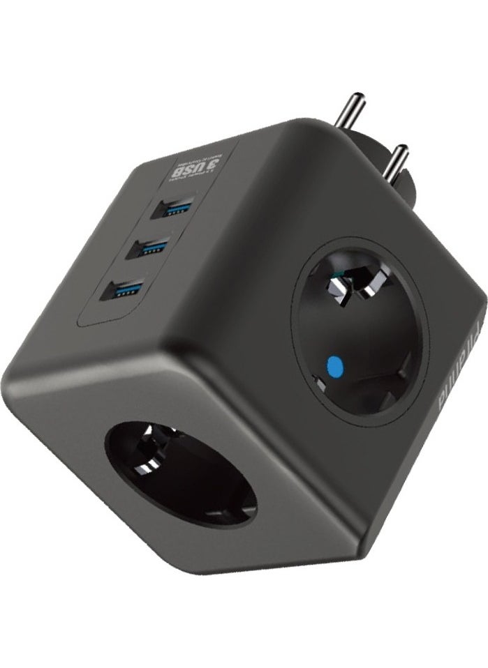 Fulltech Thermal Current Protection Heat Resistant 3-Wall Wall Socket 3 x USB  - Image 1