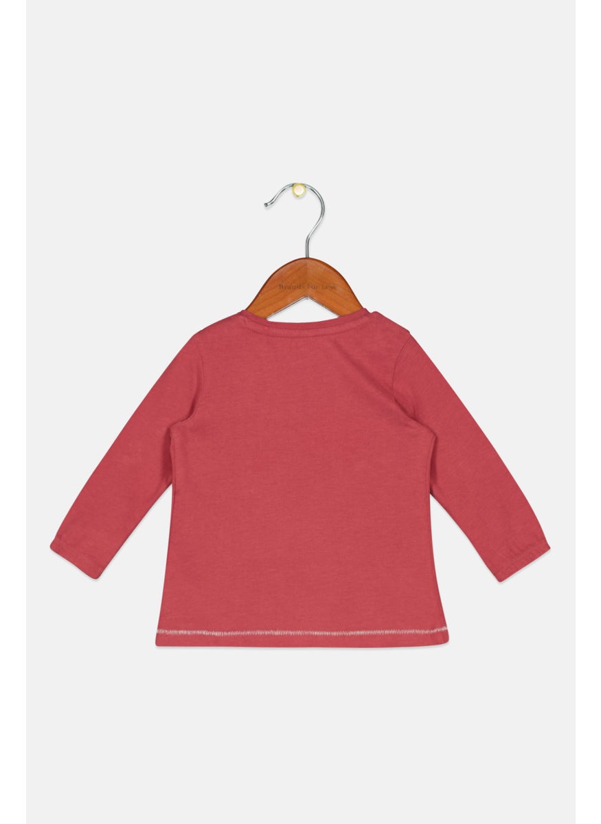 s.Oliver Toddlers Girl Round Neck Long Sleeve  Graphic Printed Top, Rust  - Image 2