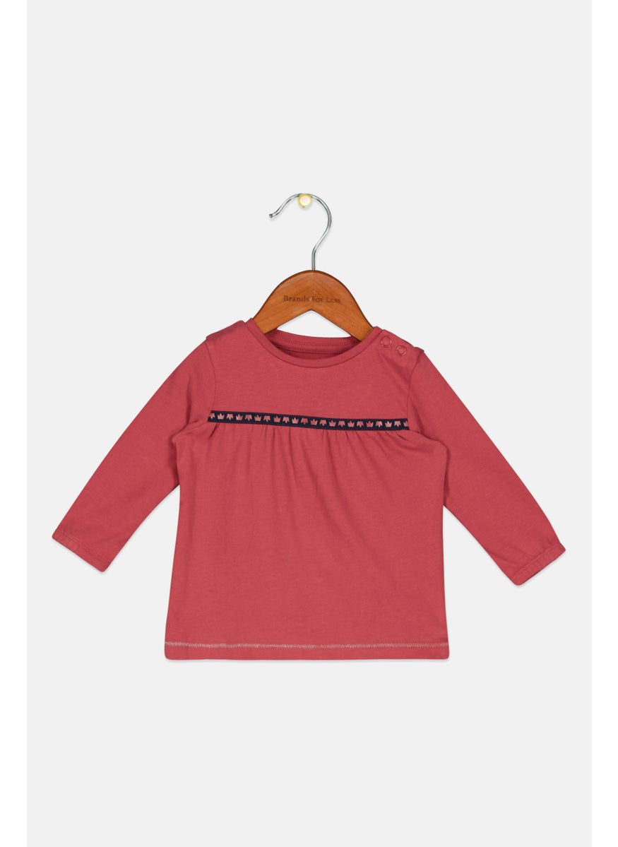 s.Oliver Toddlers Girl Round Neck Long Sleeve  Graphic Printed Top, Rust  - Image 1
