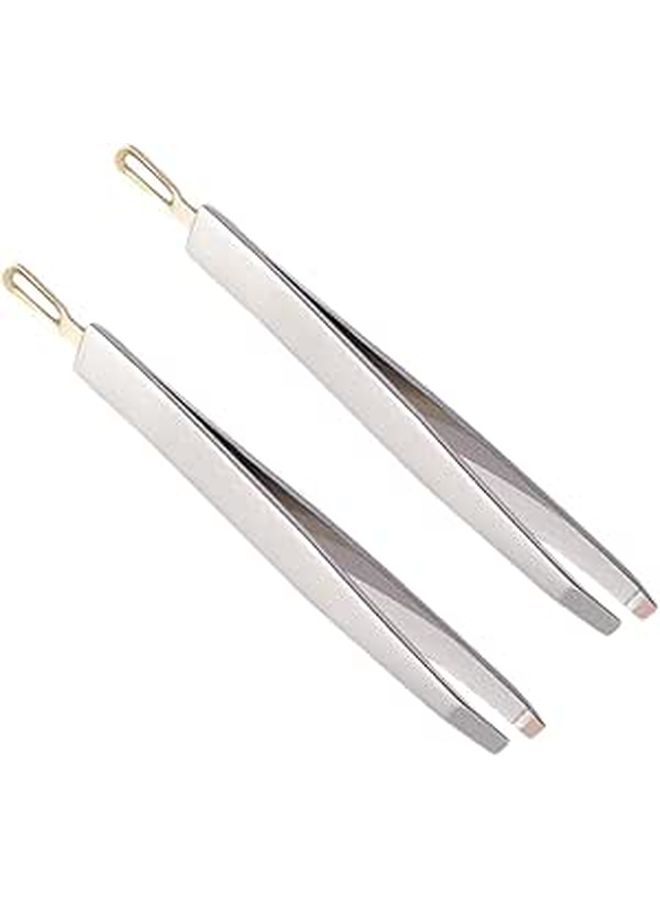 GOLD PLATED STAINLESS STEEL DUAL USE TWEEZERS BLACKHEAD EXTRACTION TOOLS PRECISION SLANTED TWEEZER FOR FACIAL HAIR REMOVAL ACNE CARE - Image 1