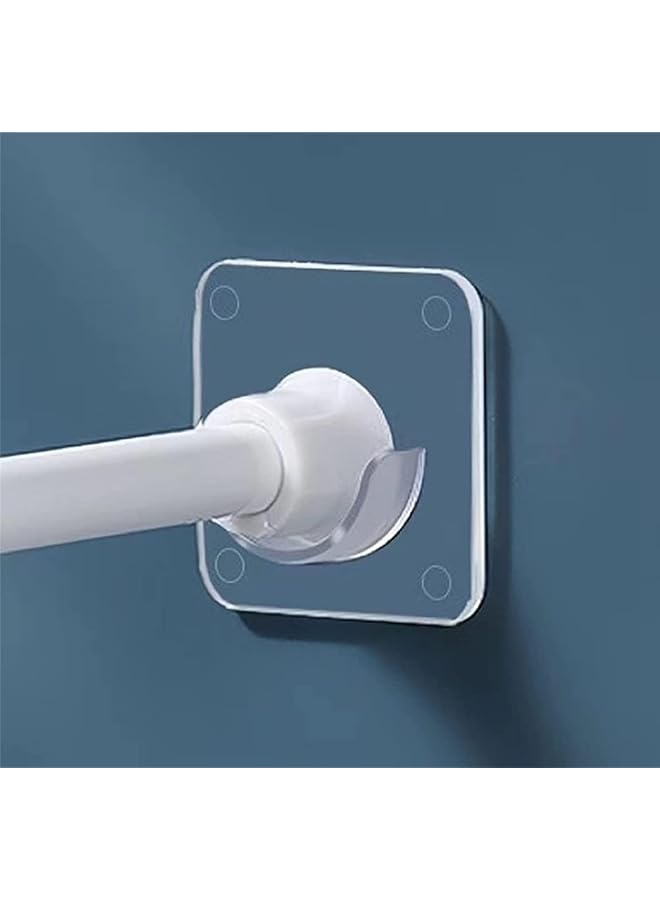 erorex Adhesive Curtain Rod Holder Shower Curtain Rod Mount Holder No Drilling Transparent Wall Mount Tension Holdersfor Wall Adhesive Shower Rod Tension Retainer No Drilling 4 Pack 1.58 X 0.47 In - Image 1
