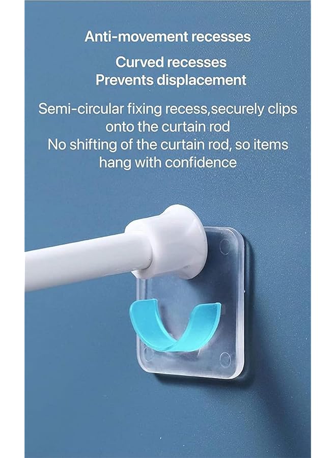 erorex Adhesive Curtain Rod Holder Shower Curtain Rod Mount Holder No Drilling Transparent Wall Mount Tension Holdersfor Wall Adhesive Shower Rod Tension Retainer No Drilling 4 Pack 1.58 X 0.47 In - Image 4