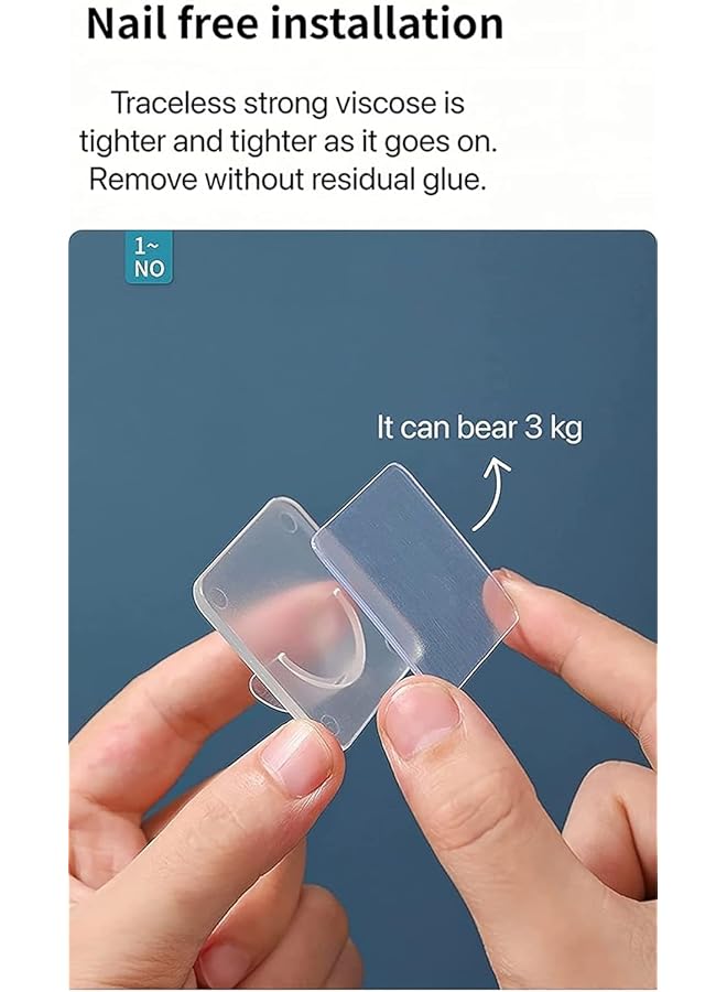 erorex Adhesive Curtain Rod Holder Shower Curtain Rod Mount Holder No Drilling Transparent Wall Mount Tension Holdersfor Wall Adhesive Shower Rod Tension Retainer No Drilling 4 Pack 1.58 X 0.47 In - Image 3