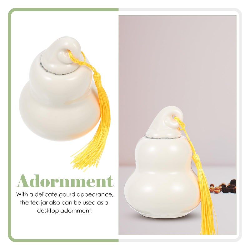 Ceramic Gourd Shaped Tea Canister Large Airtight Storage Jar Kitchen Container - Image 4