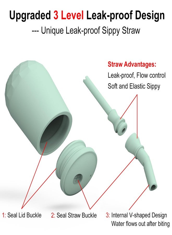 Seposeve 2 Pack Silicone Straw Cups, Leak-Proof Baby Sippy Cup for 6 Months +, Spill Proof Toddler Cup with Straw 12-24 Months, Easy to Hold, Flow Control, 4 oz, Green Blue - Image 2