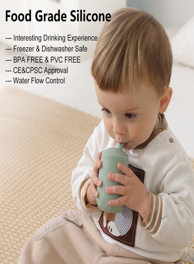 Seposeve 2 Pack Silicone Straw Cups, Leak-Proof Baby Sippy Cup for 6 Months +, Spill Proof Toddler Cup with Straw 12-24 Months, Easy to Hold, Flow Control, 4 oz, Green Blue - Image 3