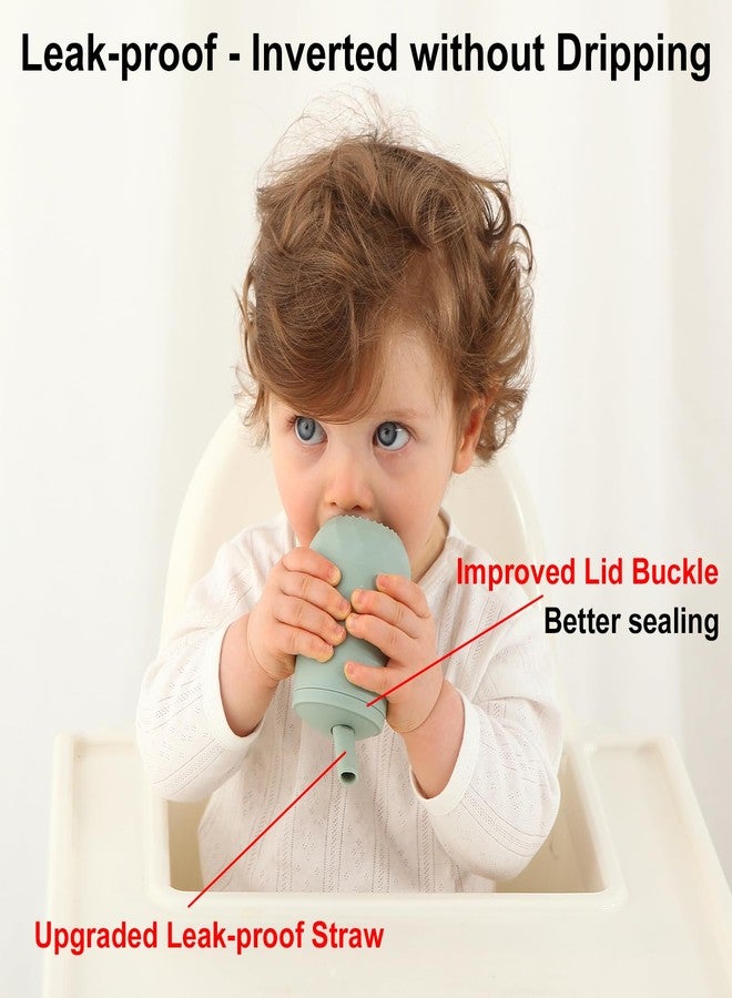 Seposeve 2 Pack Silicone Straw Cups, Leak-Proof Baby Sippy Cup for 6 Months +, Spill Proof Toddler Cup with Straw 12-24 Months, Easy to Hold, Flow Control, 4 oz, Green Blue - Image 4
