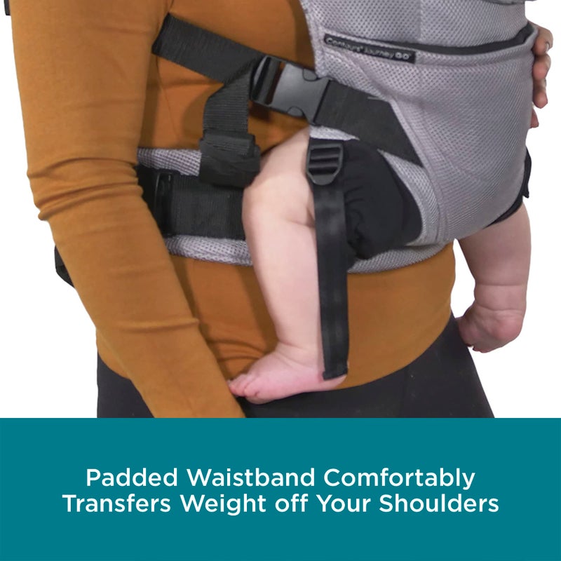 Contours Journey GO 5 Position Baby Carrier for Men and Women, Convertible and Easy-to-Use, Multiple Pockets, Newborn to Toddler Design, Face in, Face Out, Front, Back & Hip (8-45 lbs), Daydream Gray - Image 4