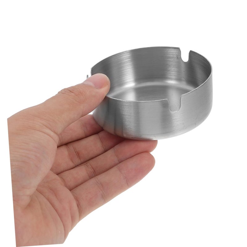 Large Stainless Steel Ashtray Indoor Outdoor Anti Scattering Ash Tray Silver - Image 4