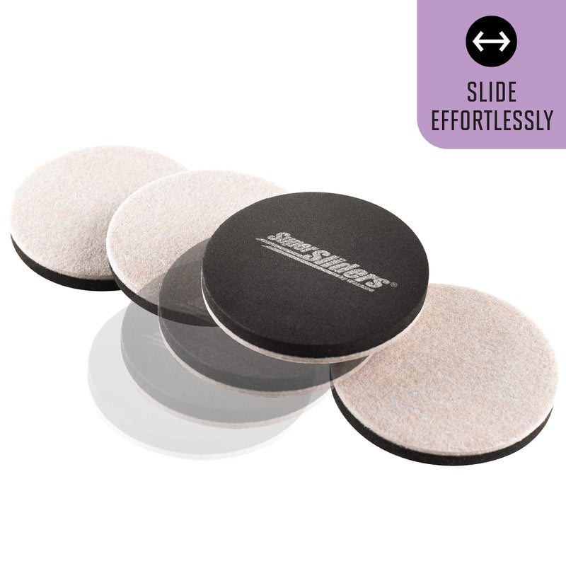 Super Sliders 3 1/2"" Round Reusable Furniture Sliders For Hard Surfaces - Effortless Moving And Surface Protection Beige (16 Pack) - Image 5