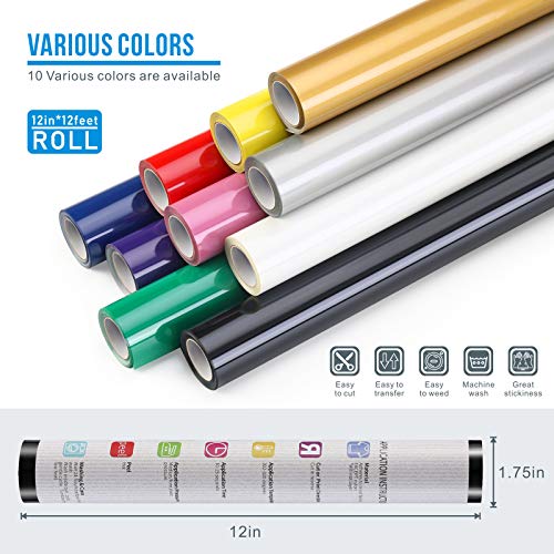 Sooez 12" x 12ft Heat Transfer Vinyl Rolls, PU (Strong Stretchy) HTV Vinyl Black for Shirts, Sooez Iron on Vinyl for All Cutter Machine, Easy to Cut & Weed for DIY Heat Vinyls Design, Matte Finish - Image 4