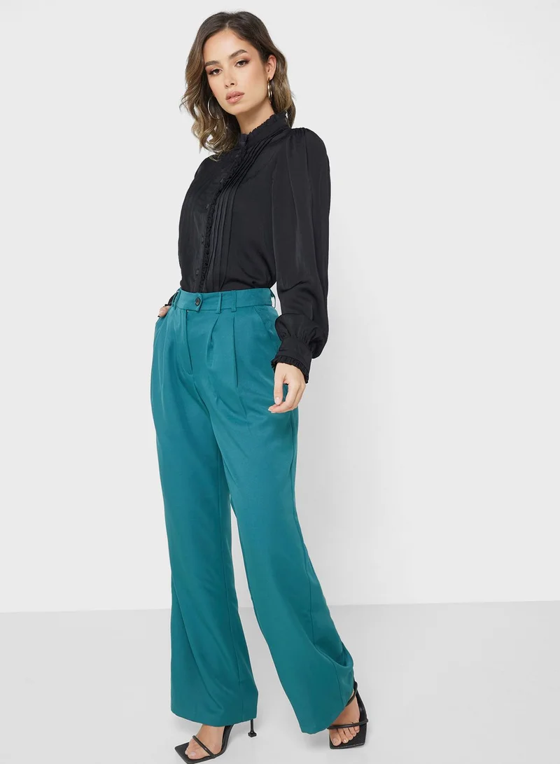 ONLY High Neck Pleated Shirt