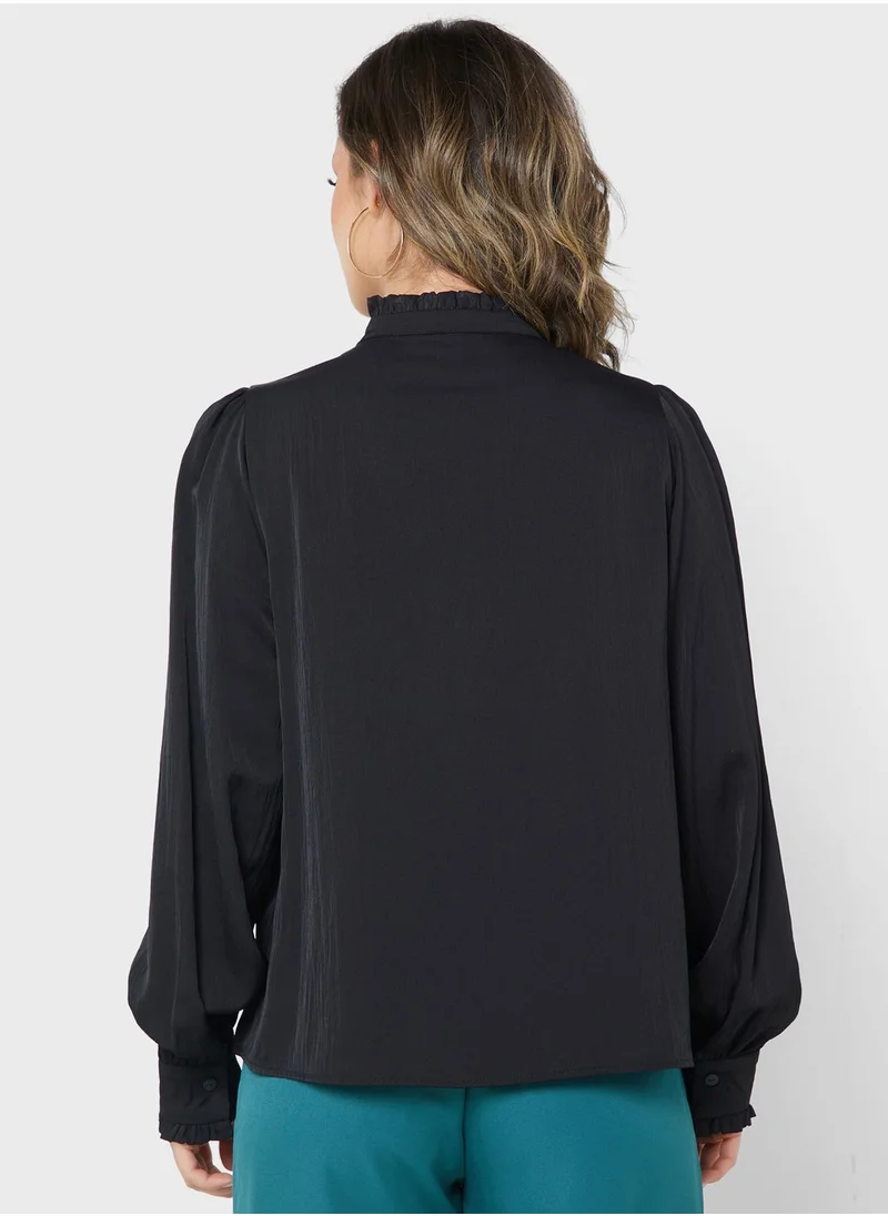 ONLY High Neck Pleated Shirt