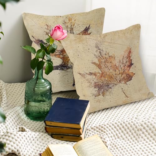 Liosei Fall Pillow Covers - 18x18, Rustic Maple Leaves Harvest Linen Throw Pillow Covers Set of 4, Farmhouse Autumn Thanksgiving Gifts for Home Room Bedroom - Image 5
