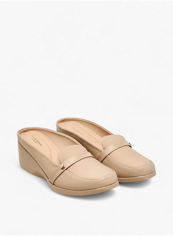 Flora Bella By Shoexpress Solid Slip-On Mules with Wedge Heels  - Image 1
