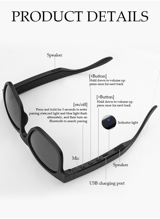 DUNISO Smart Glasses,Bluetooth Sunglasses Wireless Bluetooth Headset Waterproof Compatible with Smart Phones Easy to Make Phone Calls and Listen to Music Polarized Lenses  - Image 5