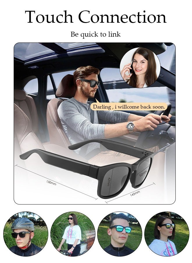 DUNISO Smart Glasses,Bluetooth Sunglasses Wireless Bluetooth Headset Waterproof Compatible with Smart Phones Easy to Make Phone Calls and Listen to Music Polarized Lenses  - Image 2