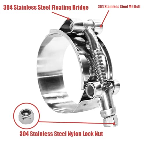 BOTTEN 4 Pack 1.25" T-Bolt Hose Clamp, Clamp Range 41-46mm for 1.25" Hose ID, hose clamps Stainless Steel,hose clamp pliers and clamps heavy duty,radiator hose clamps - Image 2