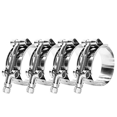 BOTTEN 4 Pack 1.25" T-Bolt Hose Clamp, Clamp Range 41-46mm for 1.25" Hose ID, hose clamps Stainless Steel,hose clamp pliers and clamps heavy duty,radiator hose clamps - Image 1