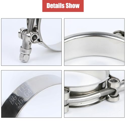 BOTTEN 4 Pack 1.25" T-Bolt Hose Clamp, Clamp Range 41-46mm for 1.25" Hose ID, hose clamps Stainless Steel,hose clamp pliers and clamps heavy duty,radiator hose clamps - Image 5