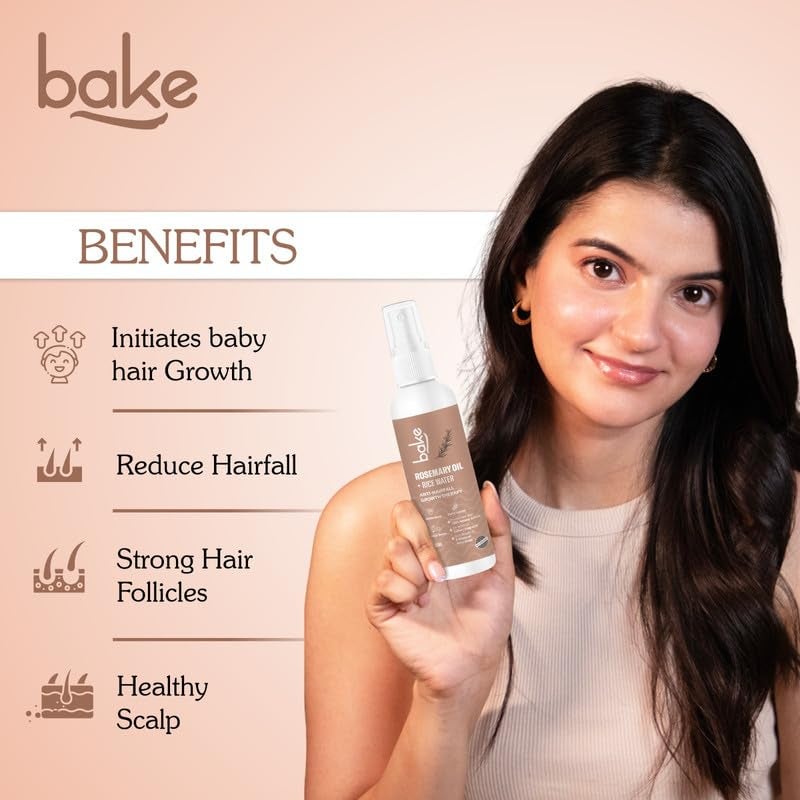 BAKE Rosemary Oil Hair Growth Serum Spray with Rice Water  Methi Dana  For Hair Fall Hair Regrowth  Keratin Treated  Strengthen Hair Follicles  For Women  Men  100ml Rosemary Spray  100ml - Image 2