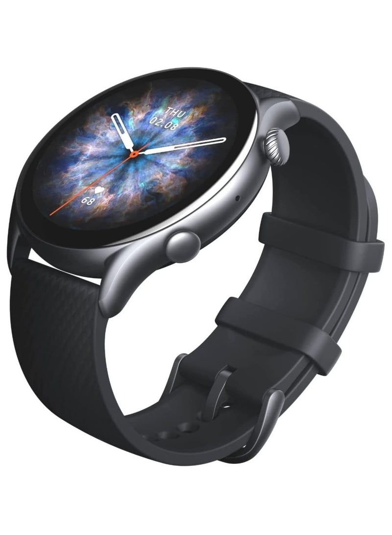 ريبنيو ساعة ذكية GTR 3 Pro 1.45 بوصة فائقة الدقة AMOLED مراقبة الصحة لمدة 24 ساعة أكثر من 150 وضع رياضي لياقة بدنية الذكاء الاسطناعي مدمجة GPS عمر بطارية طويل 12 يومًا مقاومة للماء 5 ATM (أسود) - Image 2