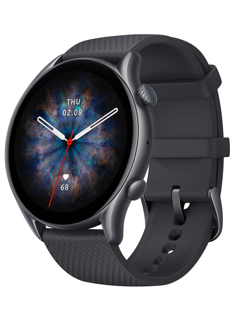 ريبنيو ساعة ذكية GTR 3 Pro 1.45 بوصة فائقة الدقة AMOLED مراقبة الصحة لمدة 24 ساعة أكثر من 150 وضع رياضي لياقة بدنية الذكاء الاسطناعي مدمجة GPS عمر بطارية طويل 12 يومًا مقاومة للماء 5 ATM (أسود) - Image 1