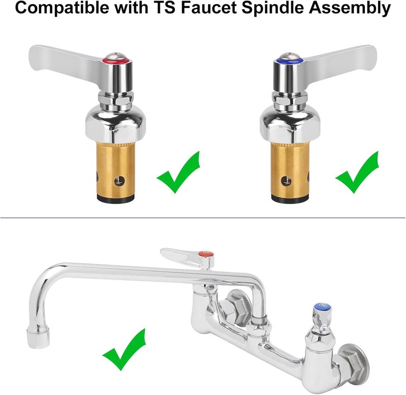 TNROTED Hot and Cold Side Handle Stem Assembly, Brass Spindle Assembly Replacement Fit for All T&S Faucet Valve (Replace 002713-40 002714-40) - Image 3