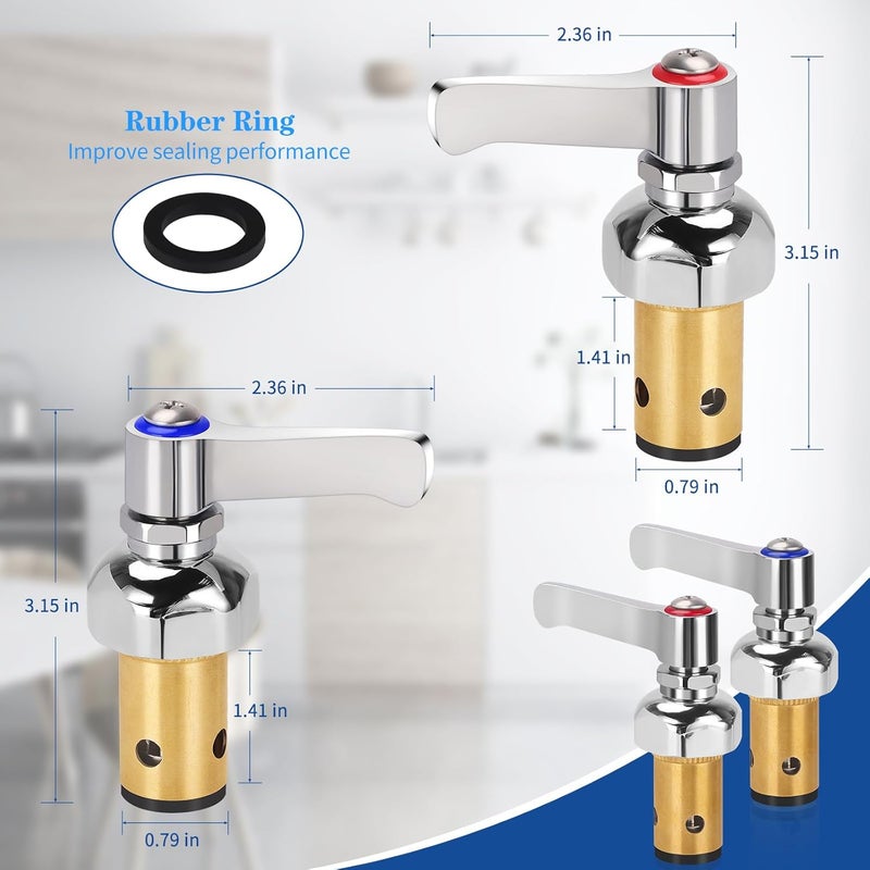TNROTED Hot and Cold Side Handle Stem Assembly, Brass Spindle Assembly Replacement Fit for All T&S Faucet Valve (Replace 002713-40 002714-40) - Image 2