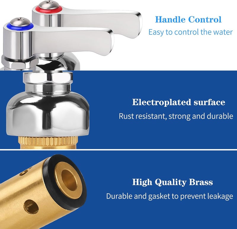 TNROTED Hot and Cold Side Handle Stem Assembly, Brass Spindle Assembly Replacement Fit for All T&S Faucet Valve (Replace 002713-40 002714-40) - Image 4