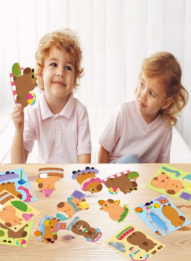 CY2SIDE Capybara Face Stickers Sheets - 36PCS Cute Cartoon Animal Make a Face Stickers Games for Kids School Reward Make Your Own Funny Animal Party Favors DIY Kawaii Capybara Games Activities - Image 4