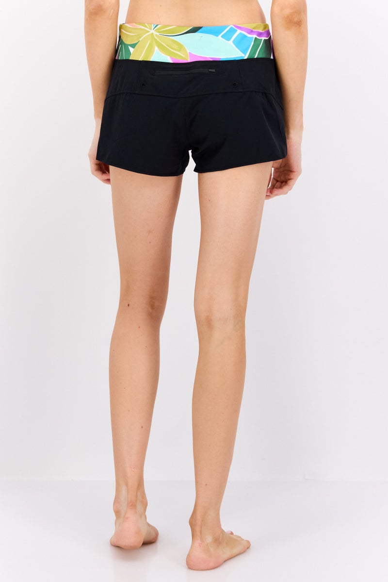 Hurley Women Floral Print Swim Shorts, Black Combo  - Image 4