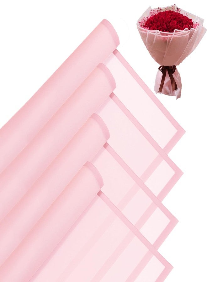 Gloreyan 20 Sheets Flower Wrapping Paper, Florist Bouquet DIY Craft Fresh Flower Wrapping Paper with Pink Border Waterproof Floral Wrapping Gift Box Packaging Material Florist Supplies, Light Pink - Image 1